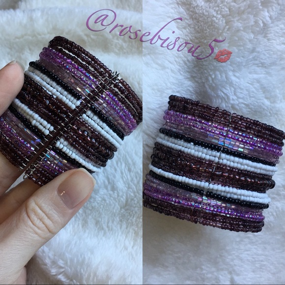 🏹Boho Charlotte-Cut Seed Beaded Cuff - Picture 7 of 8